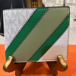 Michael Kors Cooper Logo & Striped Billfold Wallet in White Palm Green